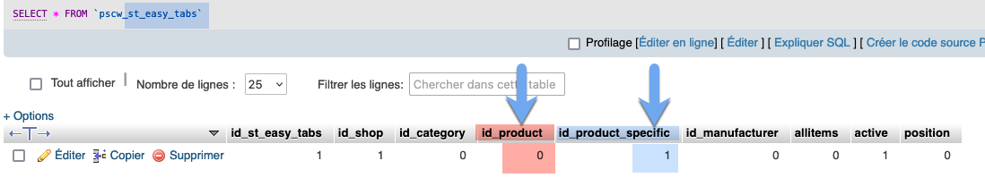 Custom fields, tuto 3 - image 14 - The key is id_product_specific and not id_product